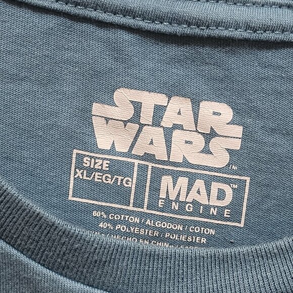 Star Wars Mad Engine Stay Chill Baby Yoda Grogu Meditating Blue T-Shirt XL - Picture 2 of 3